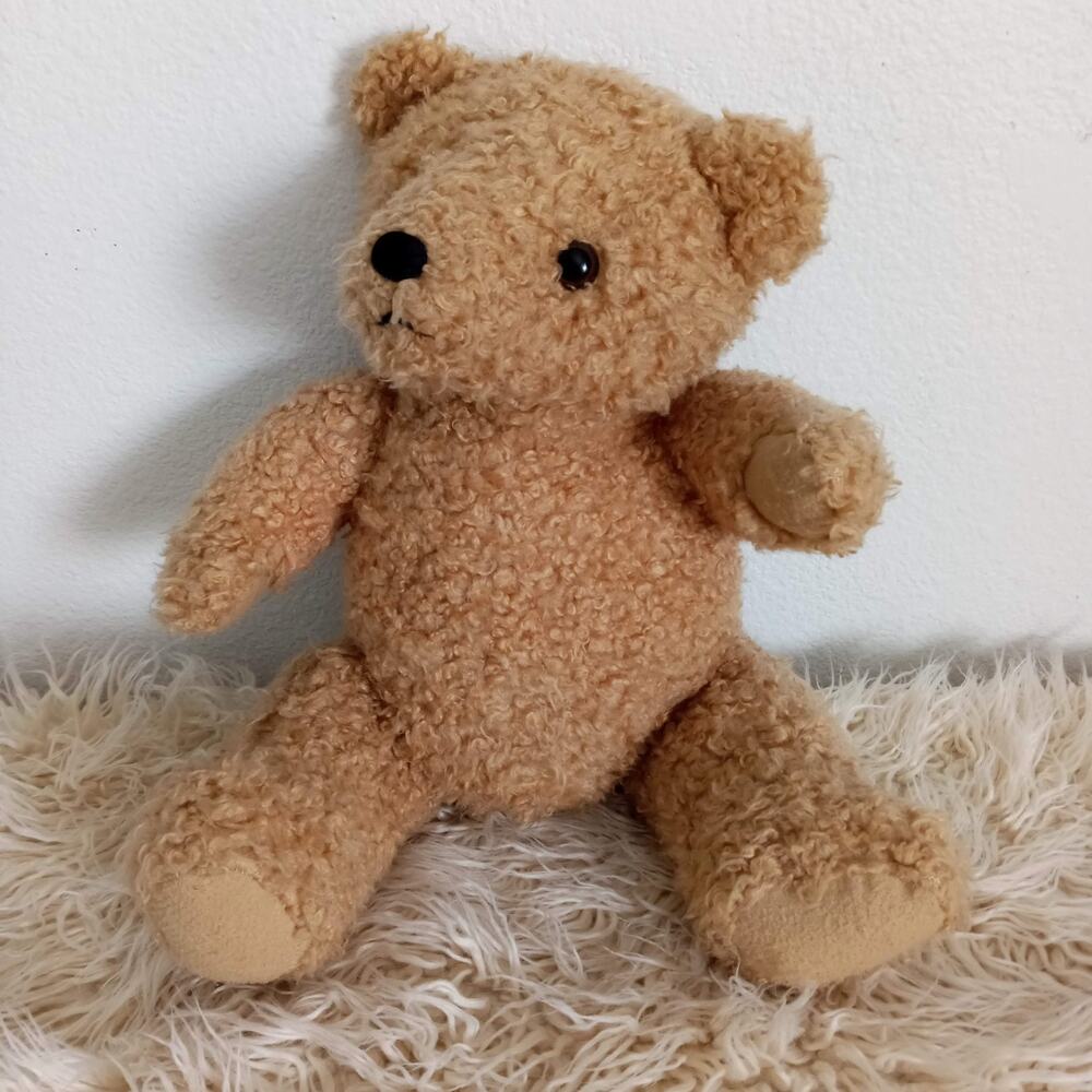 Vintage RALPH LAUREN Teddy Bear Curly Fur Jointed Rotating Brown Stuffed Plush
